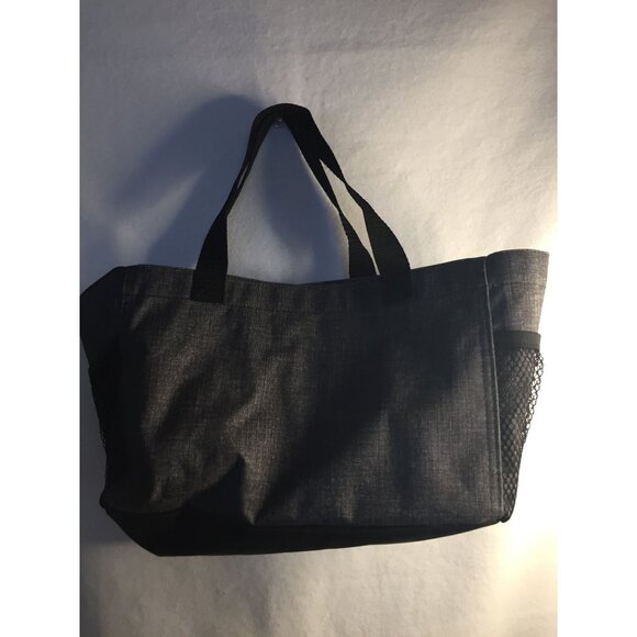 Thirty-One Bows & Brushes Grey Canvas Tote Bag Yellow & White Embroidery Pockets - Picture 3 of 11